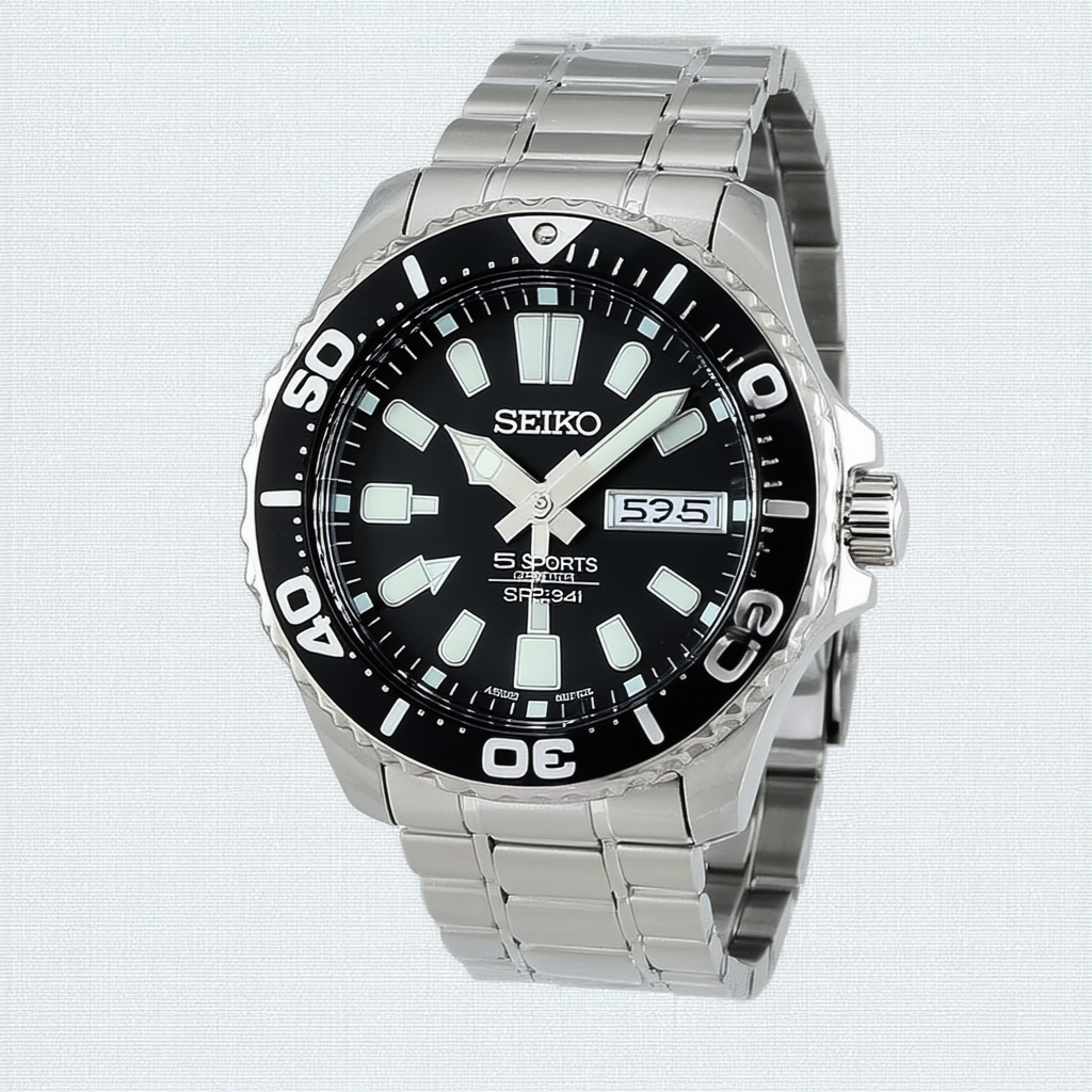 Seiko 5 Sports Automatic Black Dial Stainless Steel Mens Watch SRP341