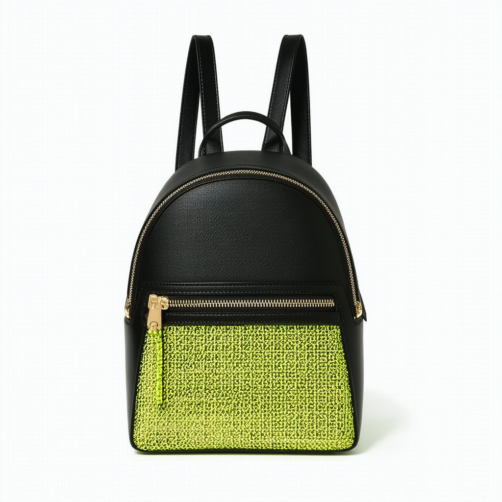 MICHAEL Michael Kors Danika Medium Black/Neon Yellow Leather/Net Backpack