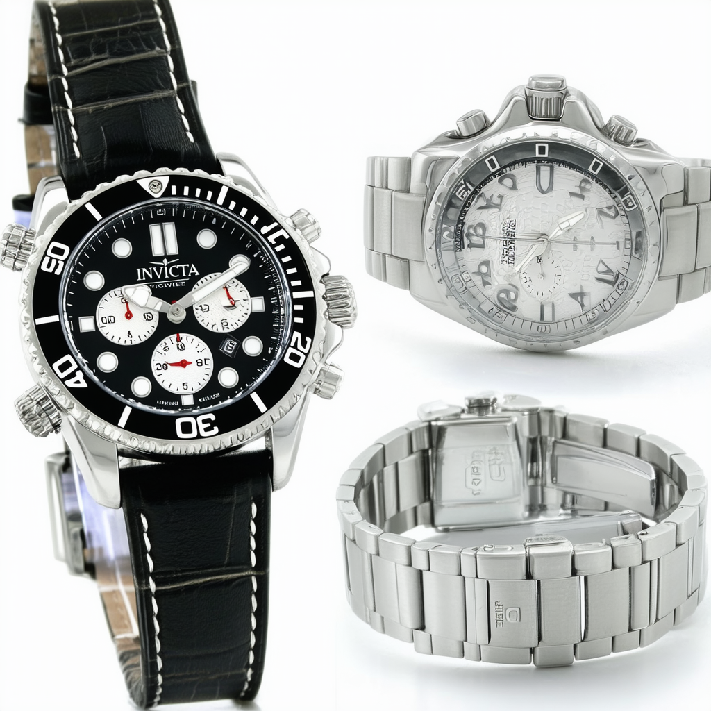 Invicta Men's 1708 Pro Diver Elegant Stainless Steel Leather Watch