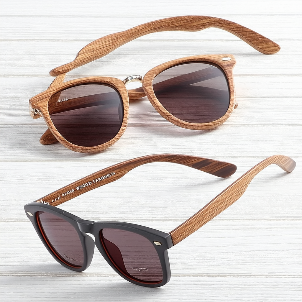 Wood Print Artistic Fashion Classic Horn Rimmed Sunglasses (Dark Wood)