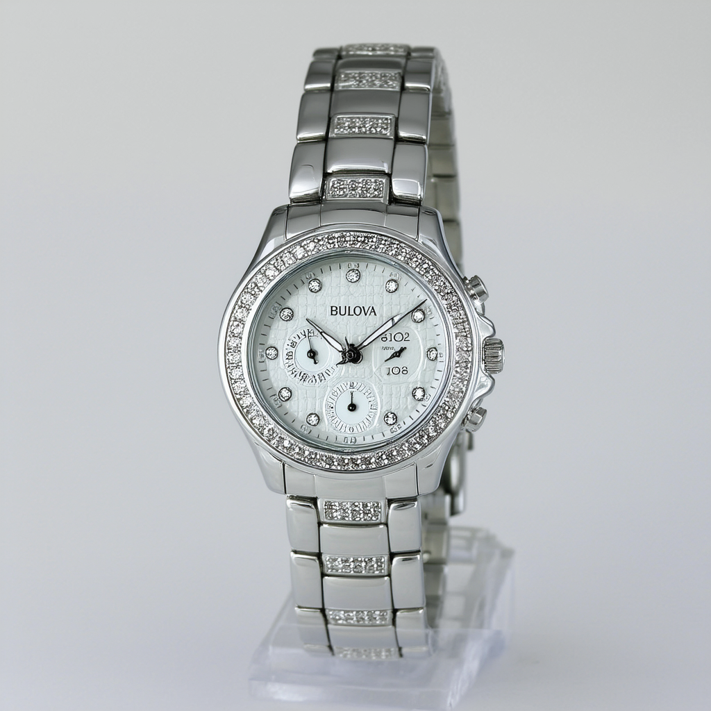 Bulova Women's 96L208 Crystal Analog Display Quartz Silver Watch