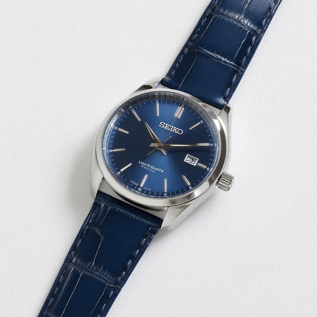Seiko Lord Quartz SUR133 Blue Dial Blue Leather Band Men's Watch by Seiko Watches