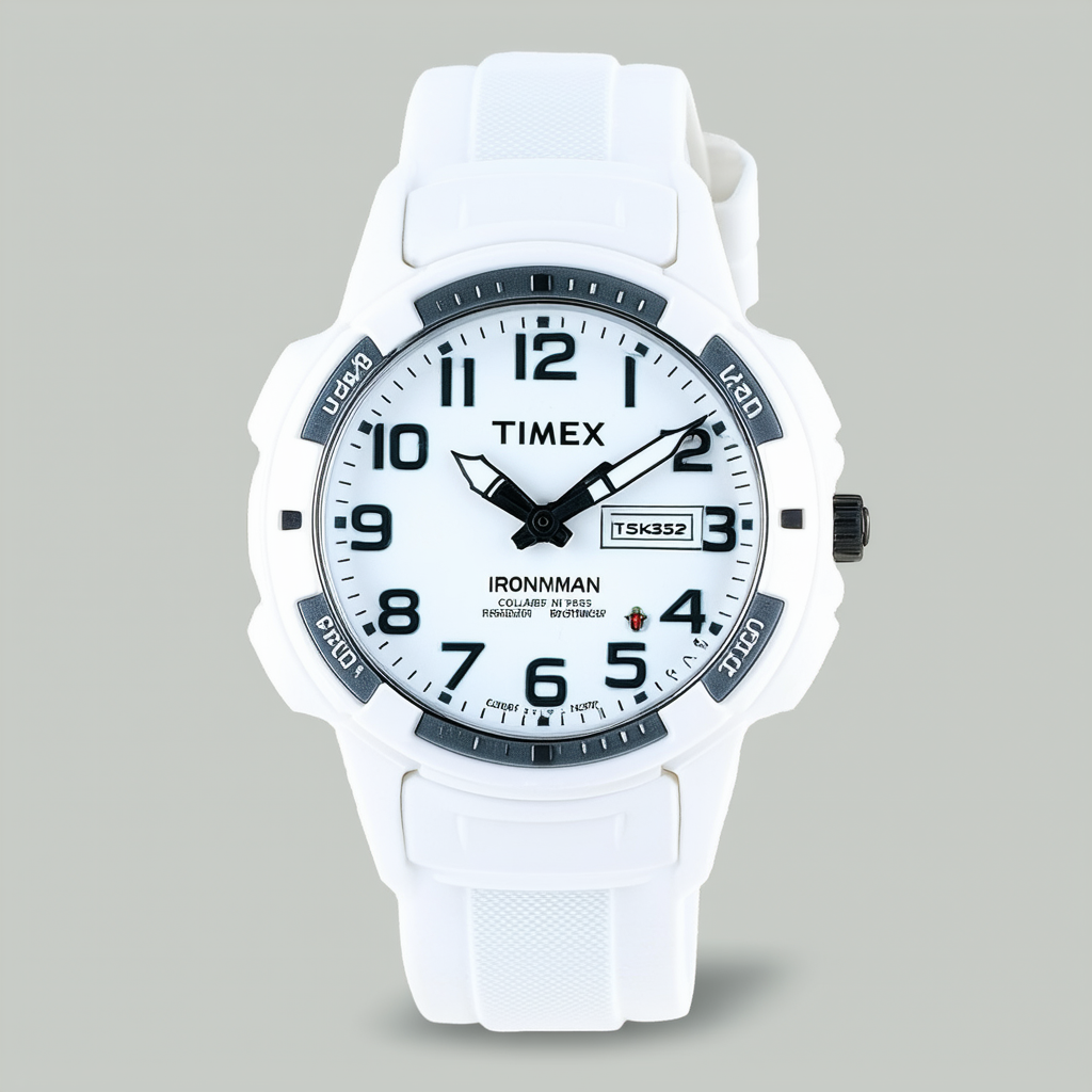 Timex Men's T5K352 Ironman Dress White Rubber Dial Watch