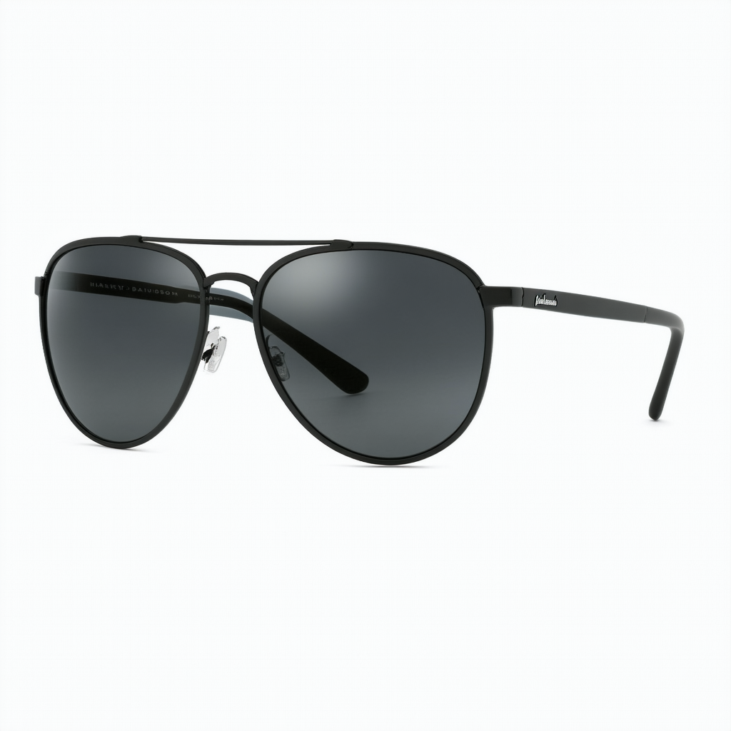 Harley-Davidson Men's Aviator Sunglasses, Shiny Black Frames & Smoke Lenses