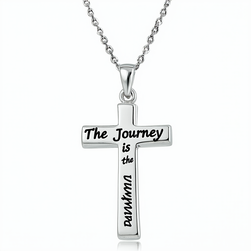 Amazon Collection Sterling Silver "The Journey is the Reward" Cross Pendant Necklace , 18"