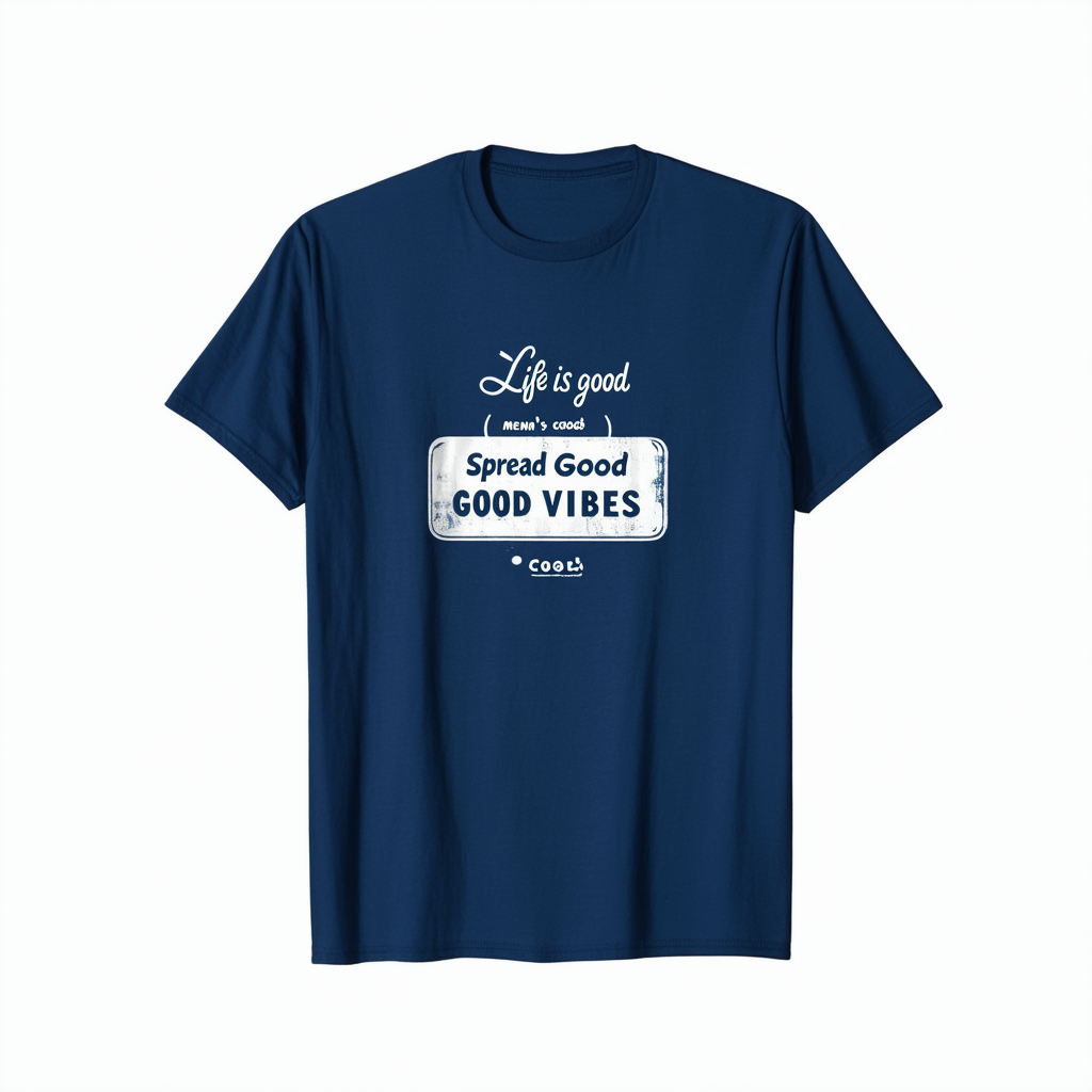 Life is good Men's Spread Good Vibes Cool T-Shirt (Darkest Blue)