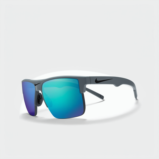 Nike Grey with Sky Blue Flash Lens Show X1 Pro R Sunglasses, Matte Black/Turbo Green