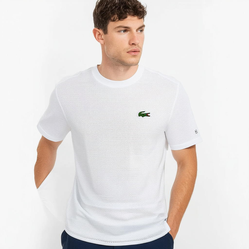Lacoste Men's Sport Short Sleeve Perforated Retro Ultra Dry T-Shirt