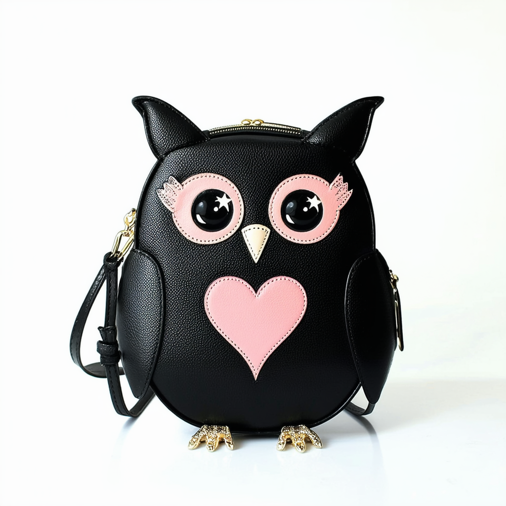 Loungefly Owl With Heart Eyes Crossbody Bag, Black