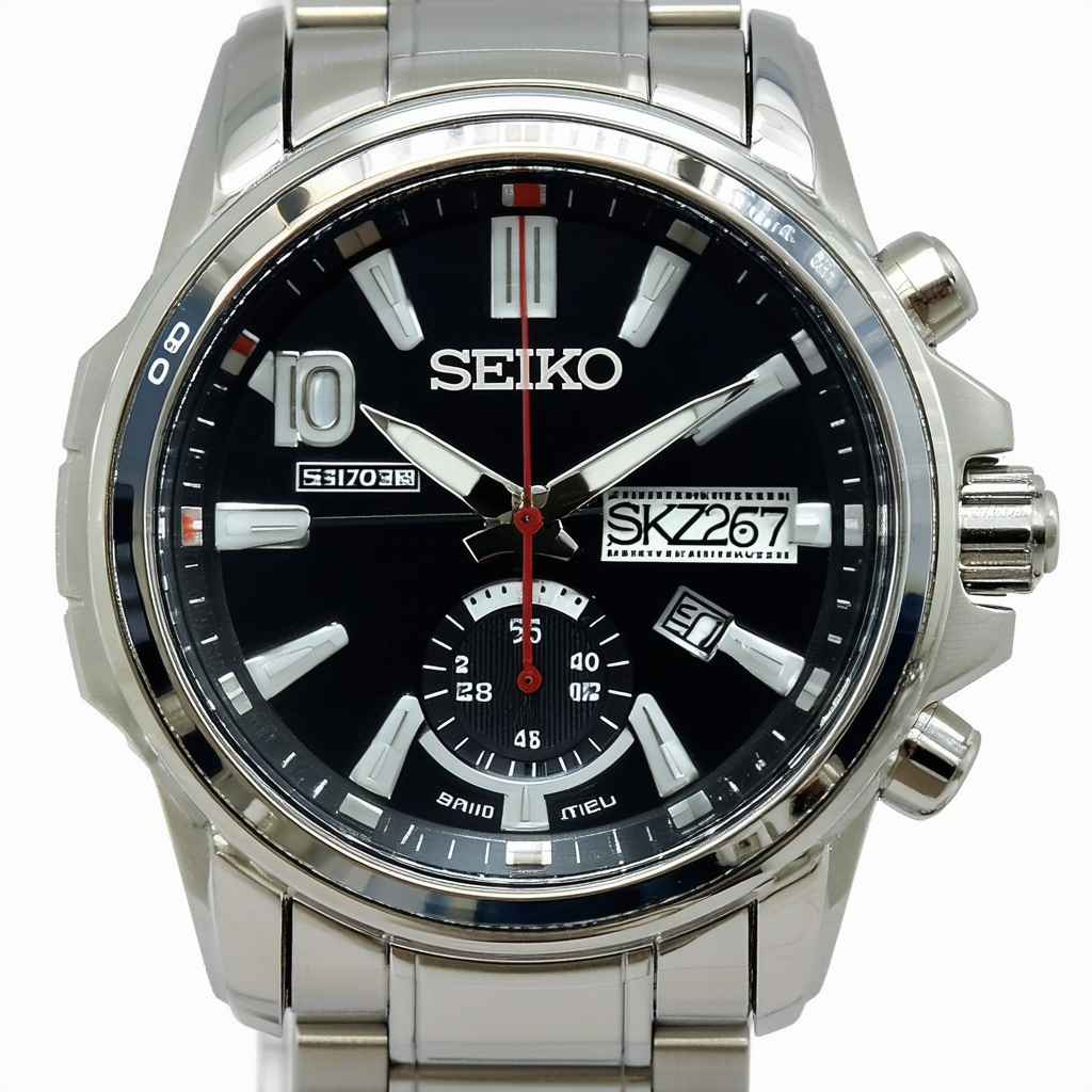 SEIKO Men's SKZ267 5 Stainless Steel Black Dial Watch
