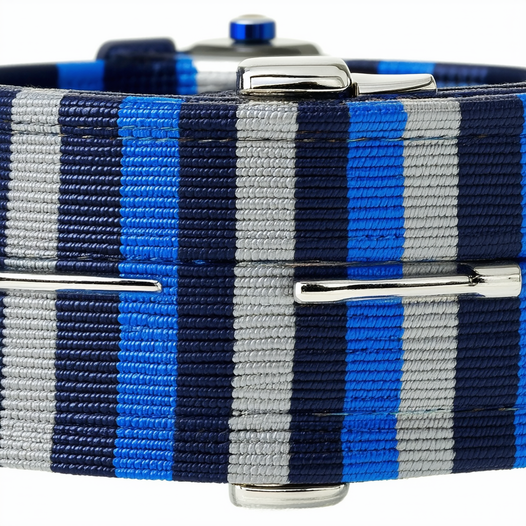 Vince Camuto Men's VC/1088BLSV Blue and Grey Striped Nylon Strap Watch