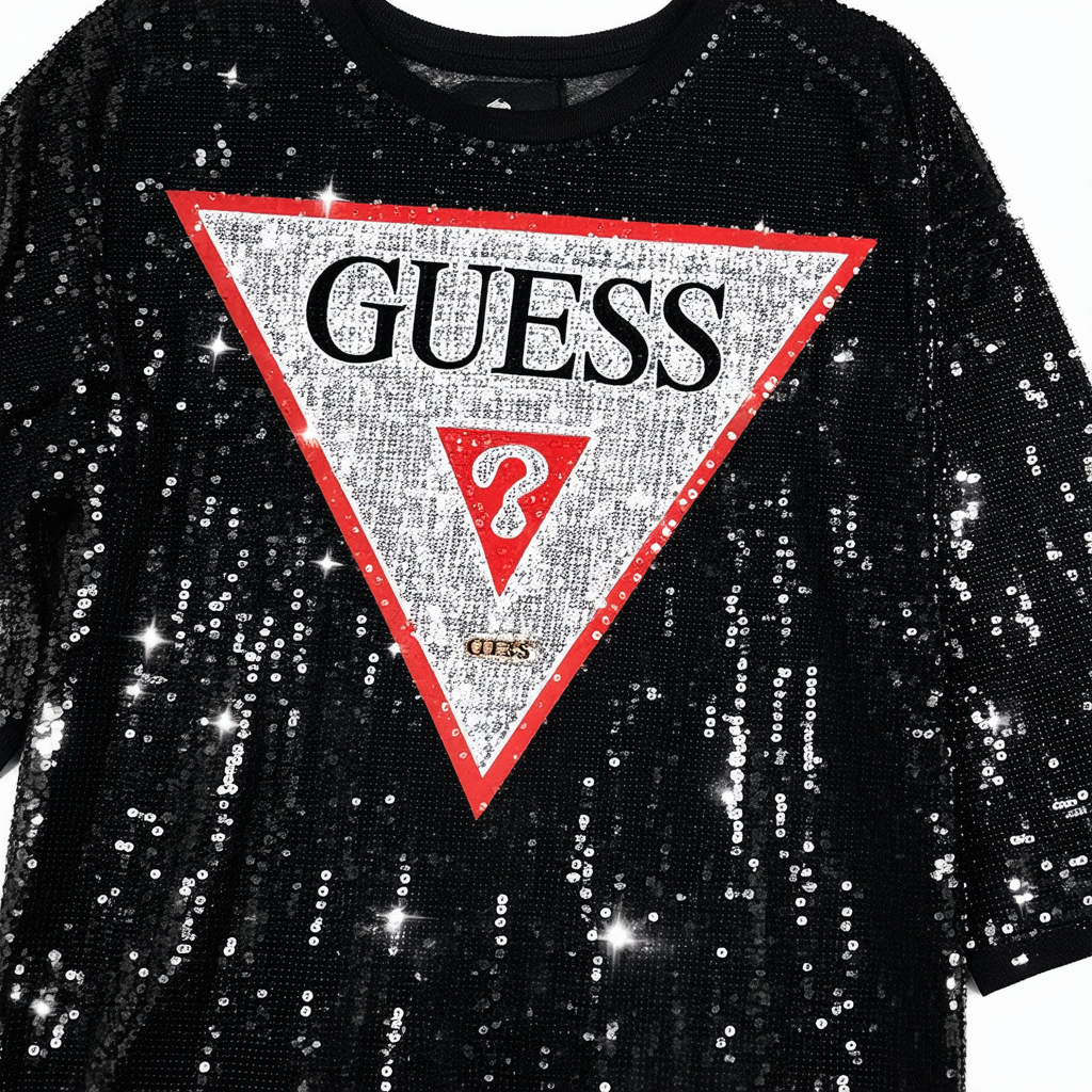 GUESS Factory Ciudad Sequin Graphic Tee Jet Black