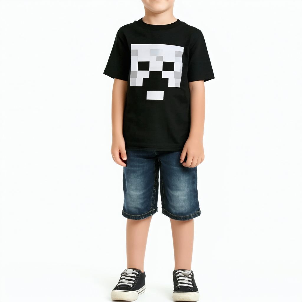Minecraft Video Game Youth Boys Black Short Sleeve Shirt