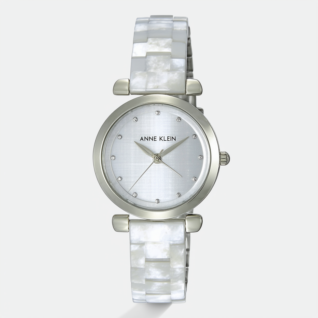 Anne Klein Women's Quartz Metal and Resin Dress Watch, Color:White (Model: AK/2646GPWT)