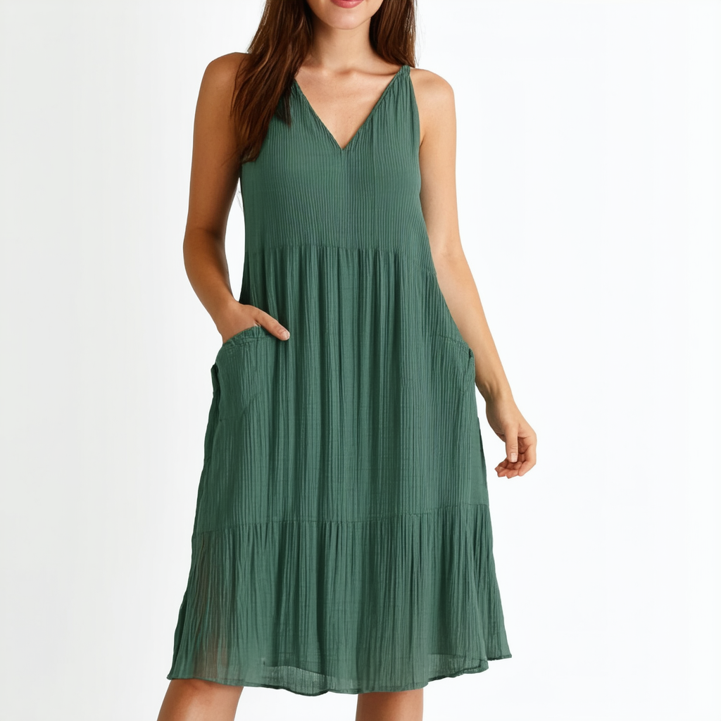 Semi Formal Dresses Womens Casual Flowy Pleated Loose Dresses with Pockets