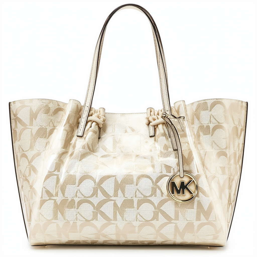 Michael Kors Marina Large MK Signature PVC Gathered Tote - Vanilla