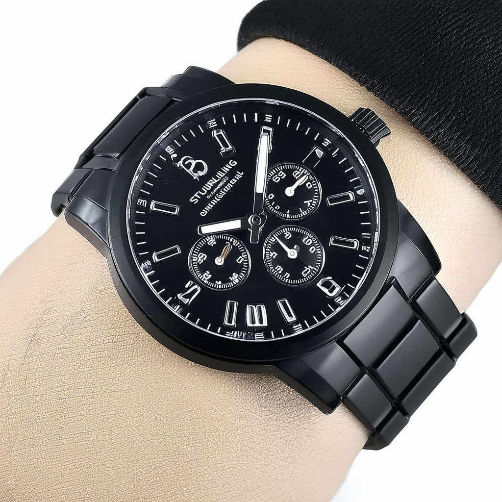 Stuhrling Original Men's 879.02 Leisure Sniper Analog Swiss Quartz Black Rubber Watch