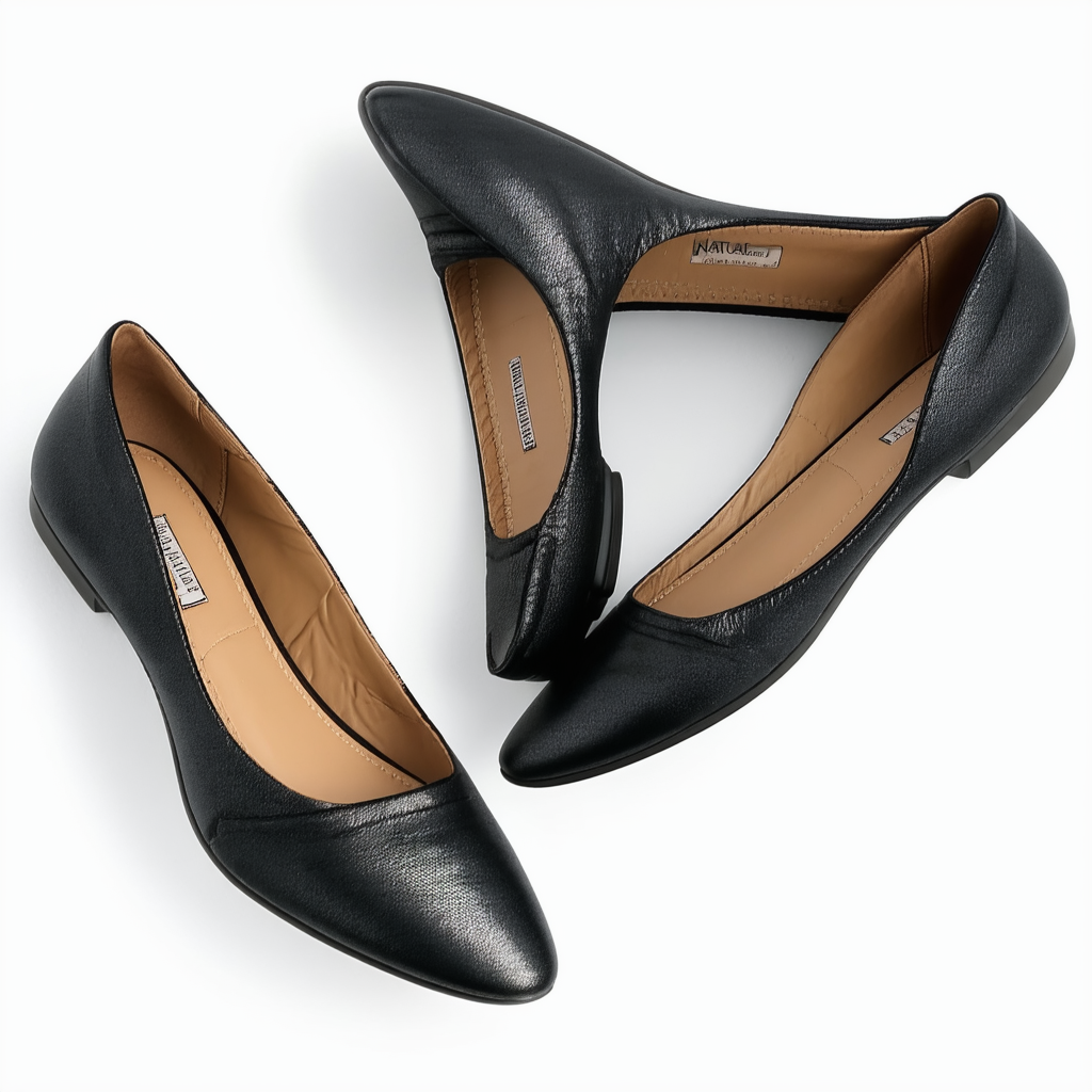 Naturalizer Womens Giovanni Skimmer Flats-8 Black Metallic