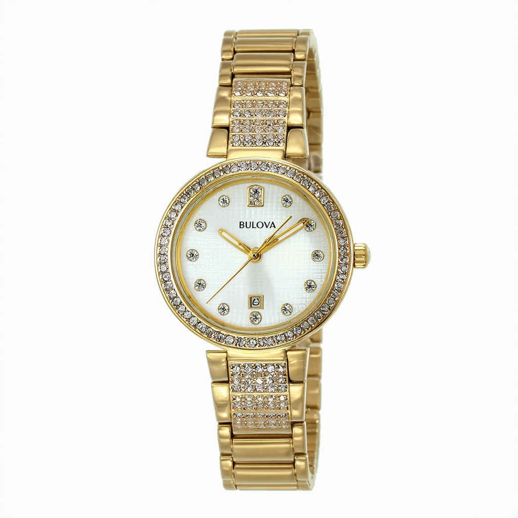 Bulova Women's 98L213 Crystal Analog Display Quartz Gold Watch