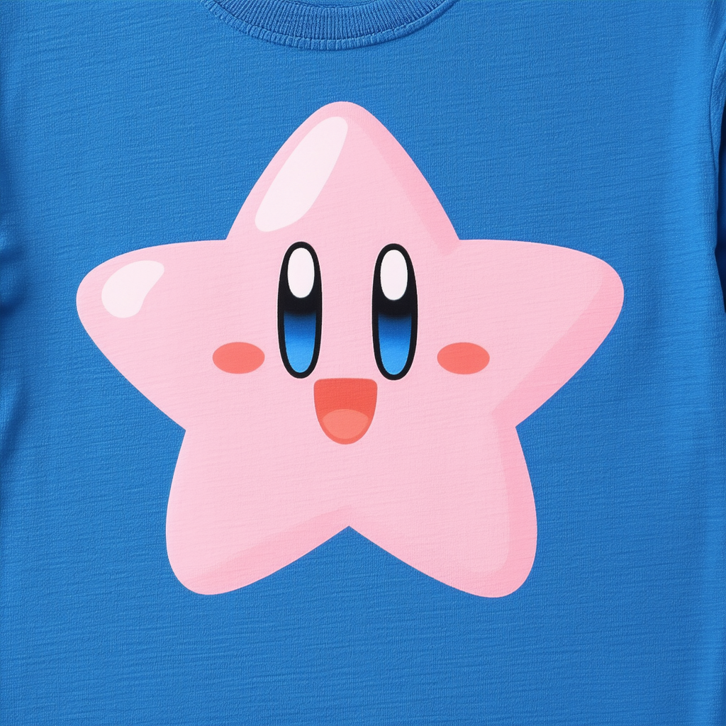 Kirby On A Star Boy's Blue T-Shirt