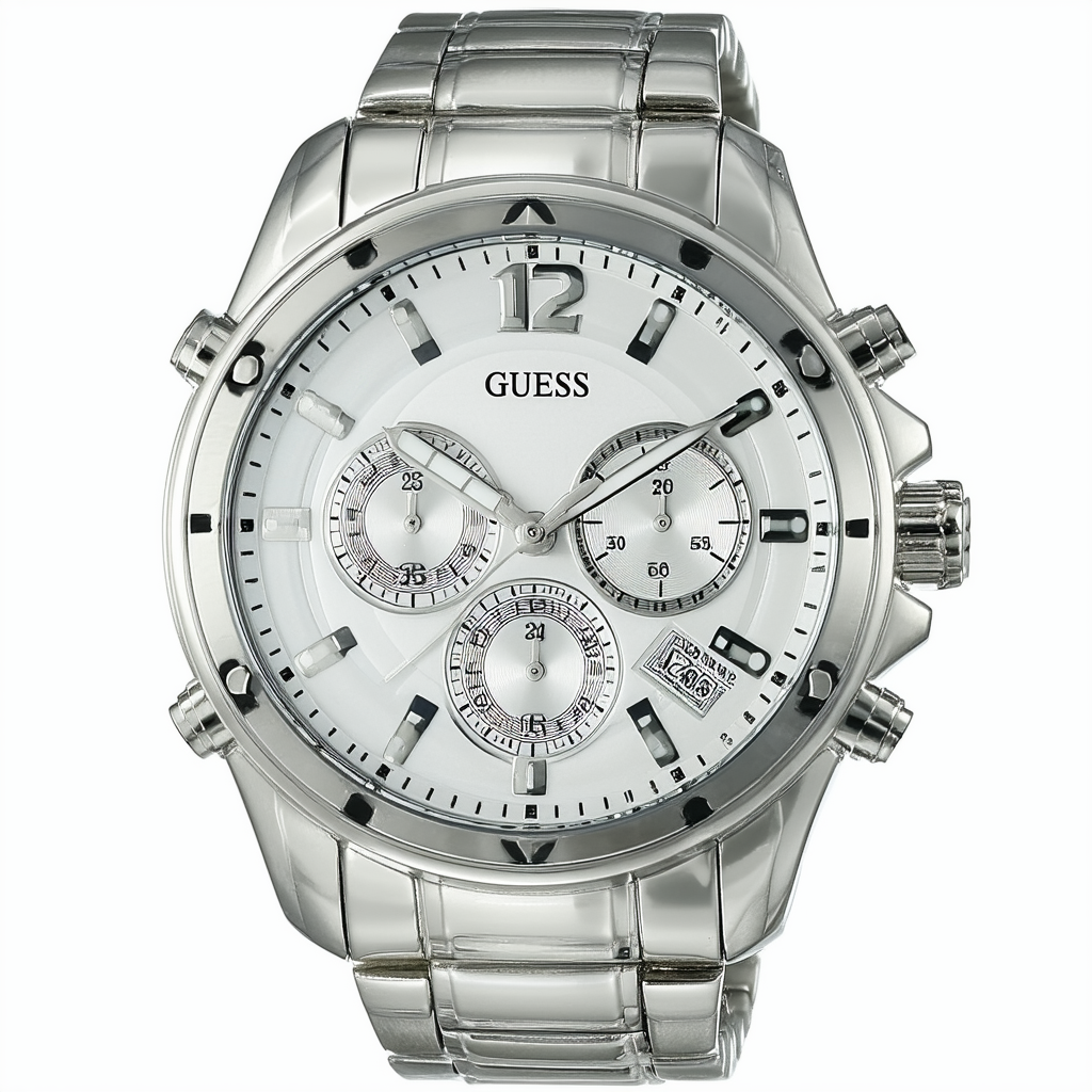 GUESS Men's U0474G2 Handsome Silver-Tone Multi-Function Watch