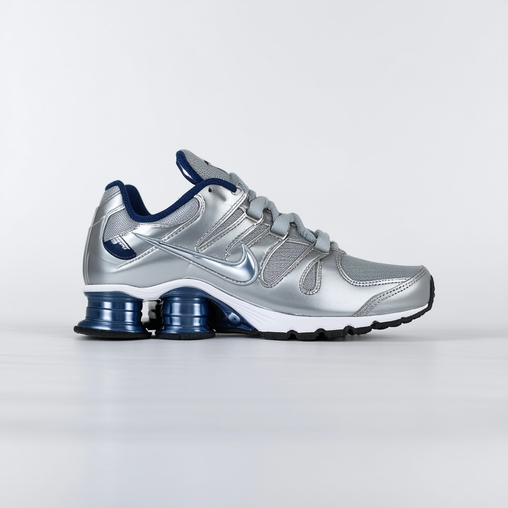 Nike Shox Turbo 11 BG (GS) Big Kids Metallic Silver/Obbsidian-Metallic Boys Shoes 407772-002-7