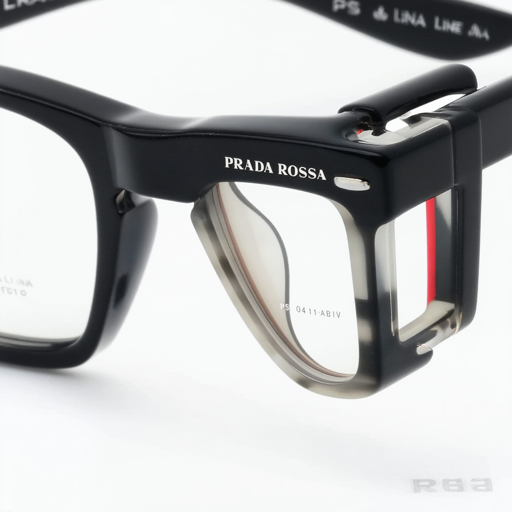 Prada Linea Rossa Lifestyle PS 04IV 1AB1O1 Black Plastic Rectangle Eyeglasses 55mm
