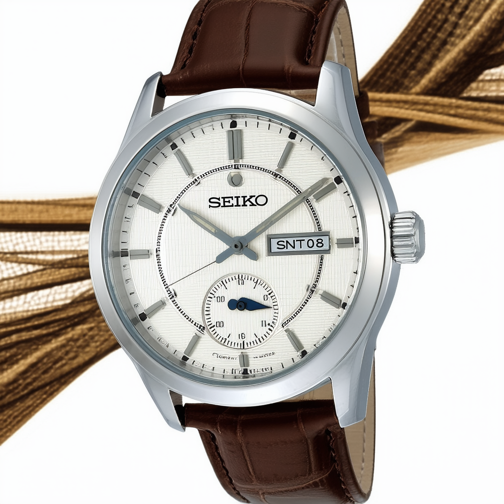Seiko Men's SNT018 Retrograde Day Indicator Brown Strap Watch