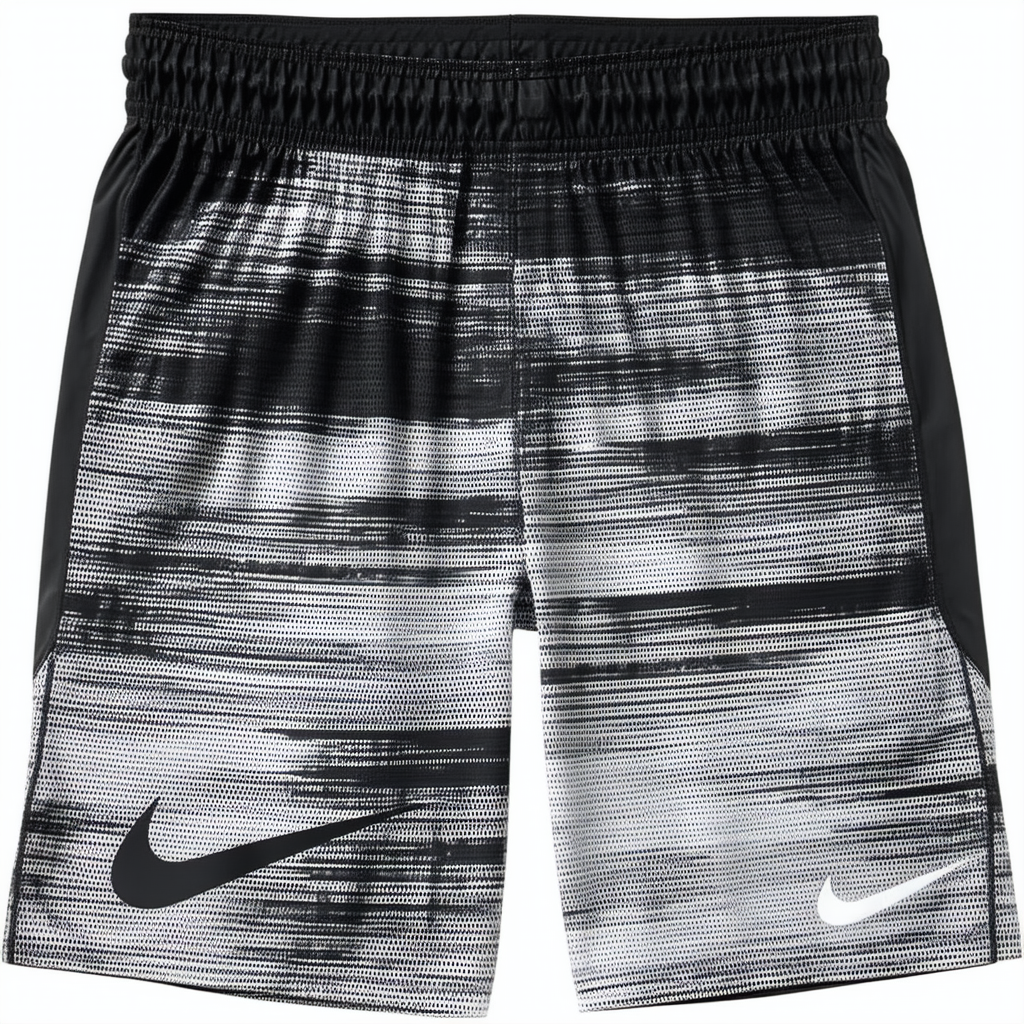 NIKE Men's 7" Gladiator Premier Printed Tennis Short, Black White, L, 645037 010