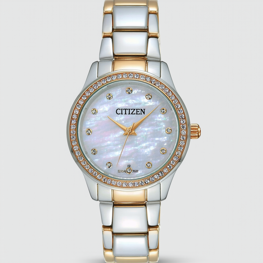 Citizen Quartz Swarovski Crystal Pearl Dial Women's Watch - ED8094-52N