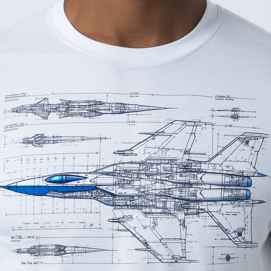 Men's Nintendo Star Fox Arwing Schematics T-Shirt