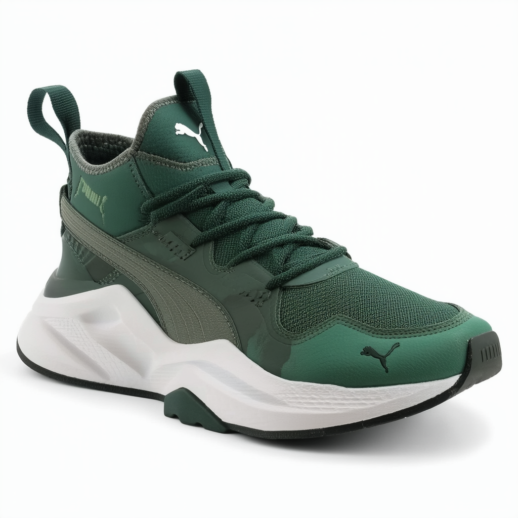 PUMA Mens Wild Rider Mid Green Lifestyle Sneakers Shoes 12