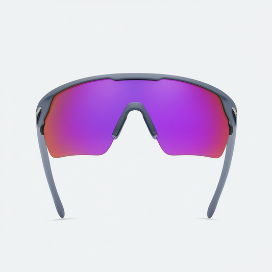 Nike MDL 200 Grey with Violet Flash Lens Sunglass, Clear/Laser Purple