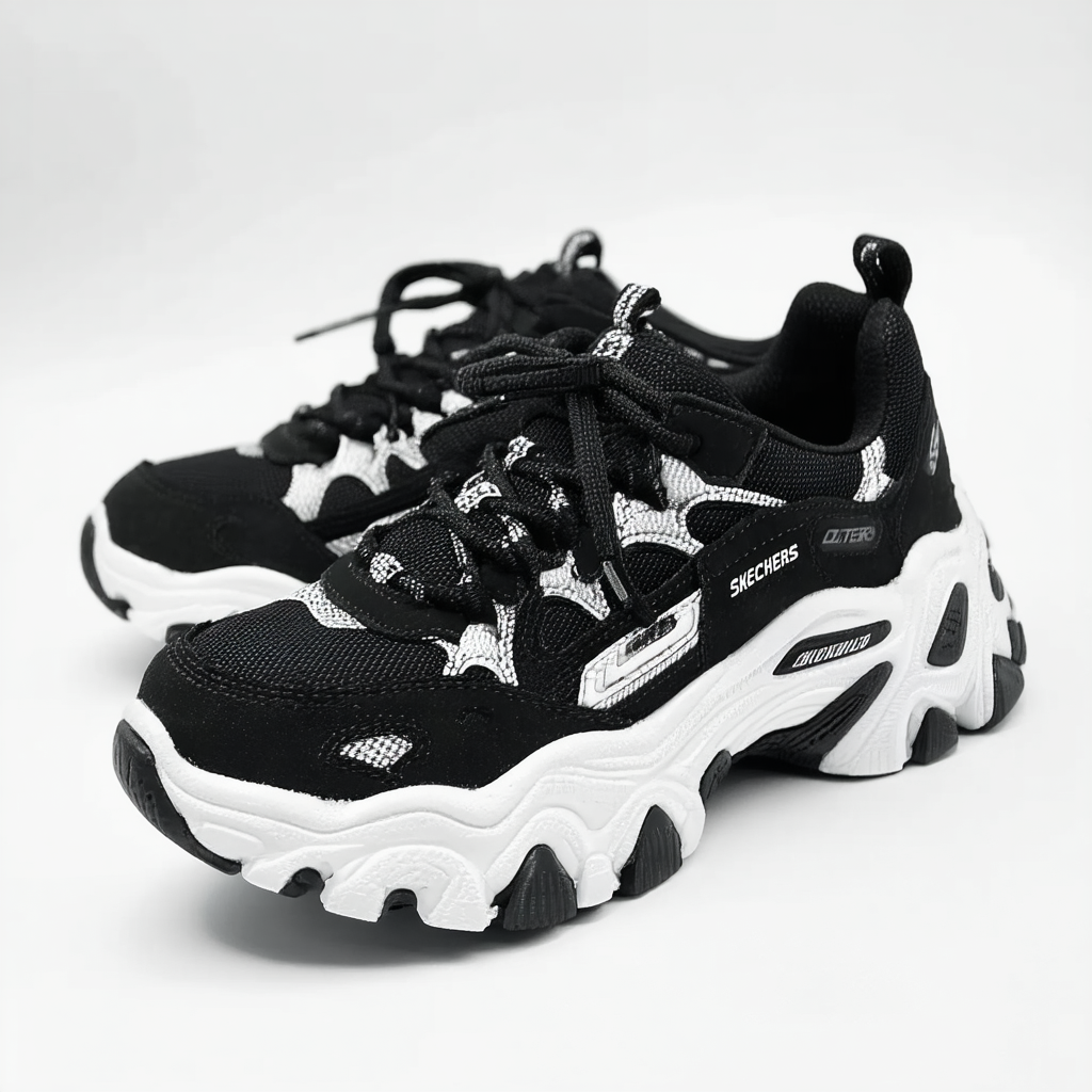 Skechers Women's D'Lites Style Revamp Sneaker Black/White