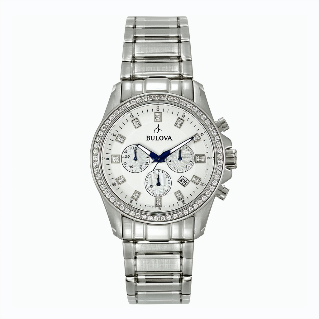Bulova Men's 96E104 Diamond Accented Stainless Steel Bracelet Watch