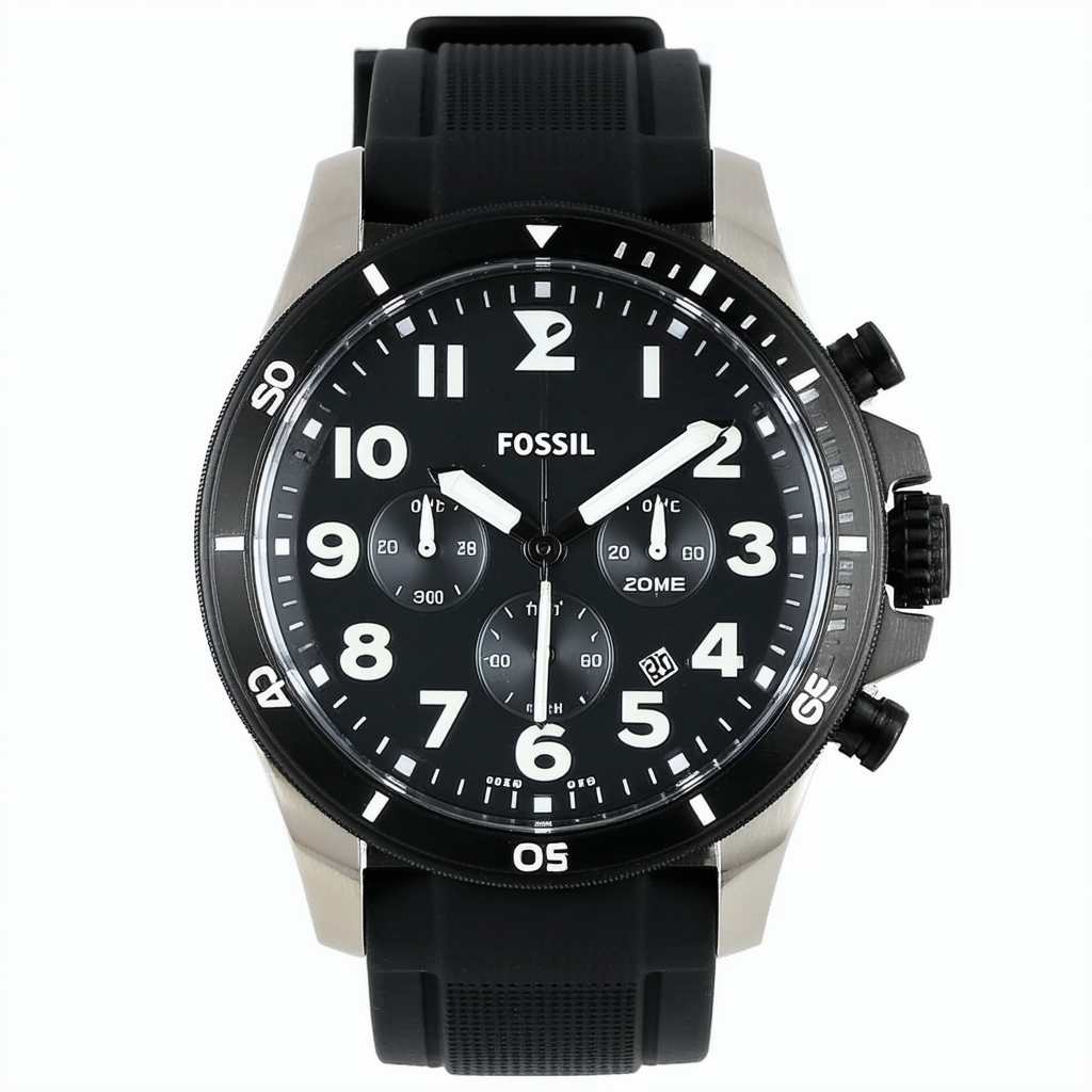 Fossil Men's FS5070 Wakefield Stainless Steel Watch with Black Silicone Band