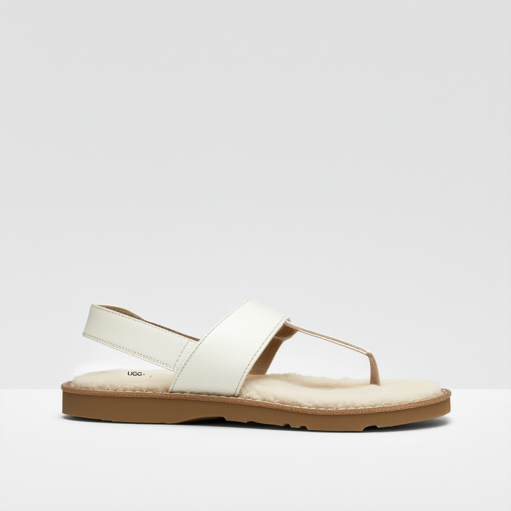 UGG Women's Laddie Flat Sandal, White, 7 US/7 B US