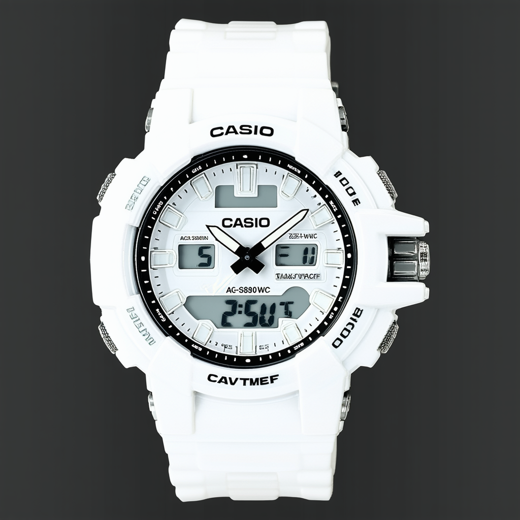 Casio Men's AQ-S810WC-7AVCF Analog-Digital Display Quartz White Watch, White/Black