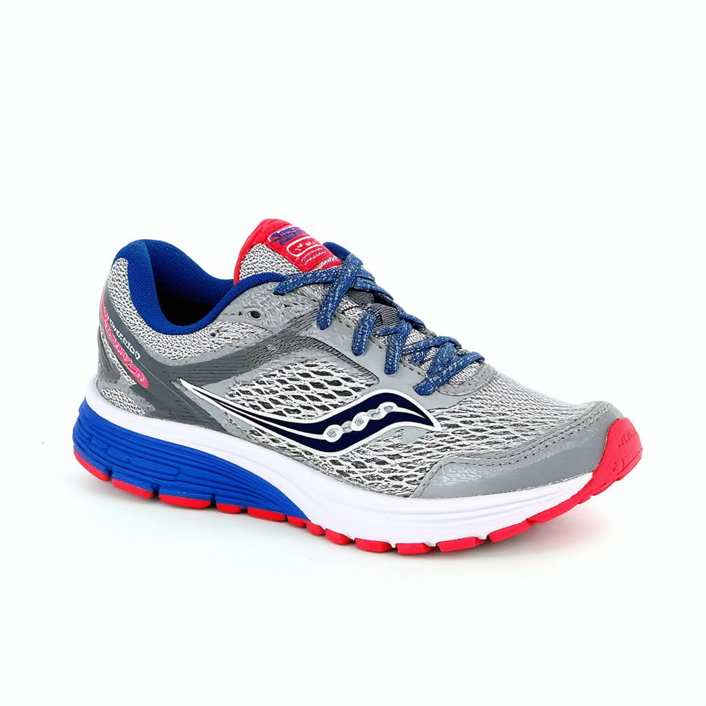 Saucony girls Ride 10 Jr Sneaker, Grey/Blue/Red, 12 Little Kid US