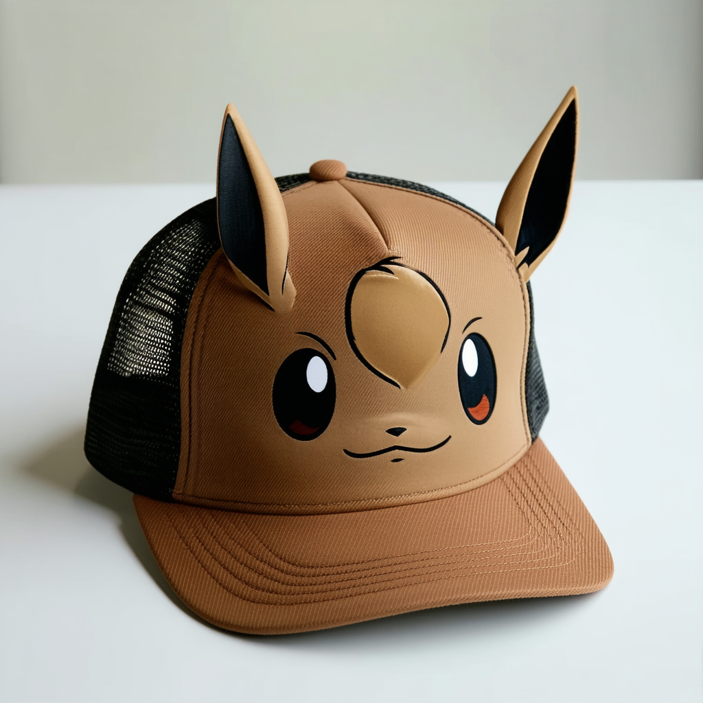 Pokemon Eevee Big Face Trucker Baseball Hat Brown