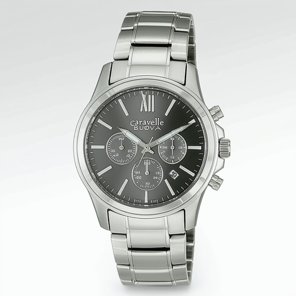 Caravelle by Bulova Men's 43B113 Silver and Gray Dial Stainless Steel Bracelet Watch