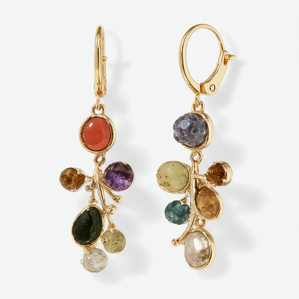 Lucky Brand Two-Tone Multi Stone Drop Earrings