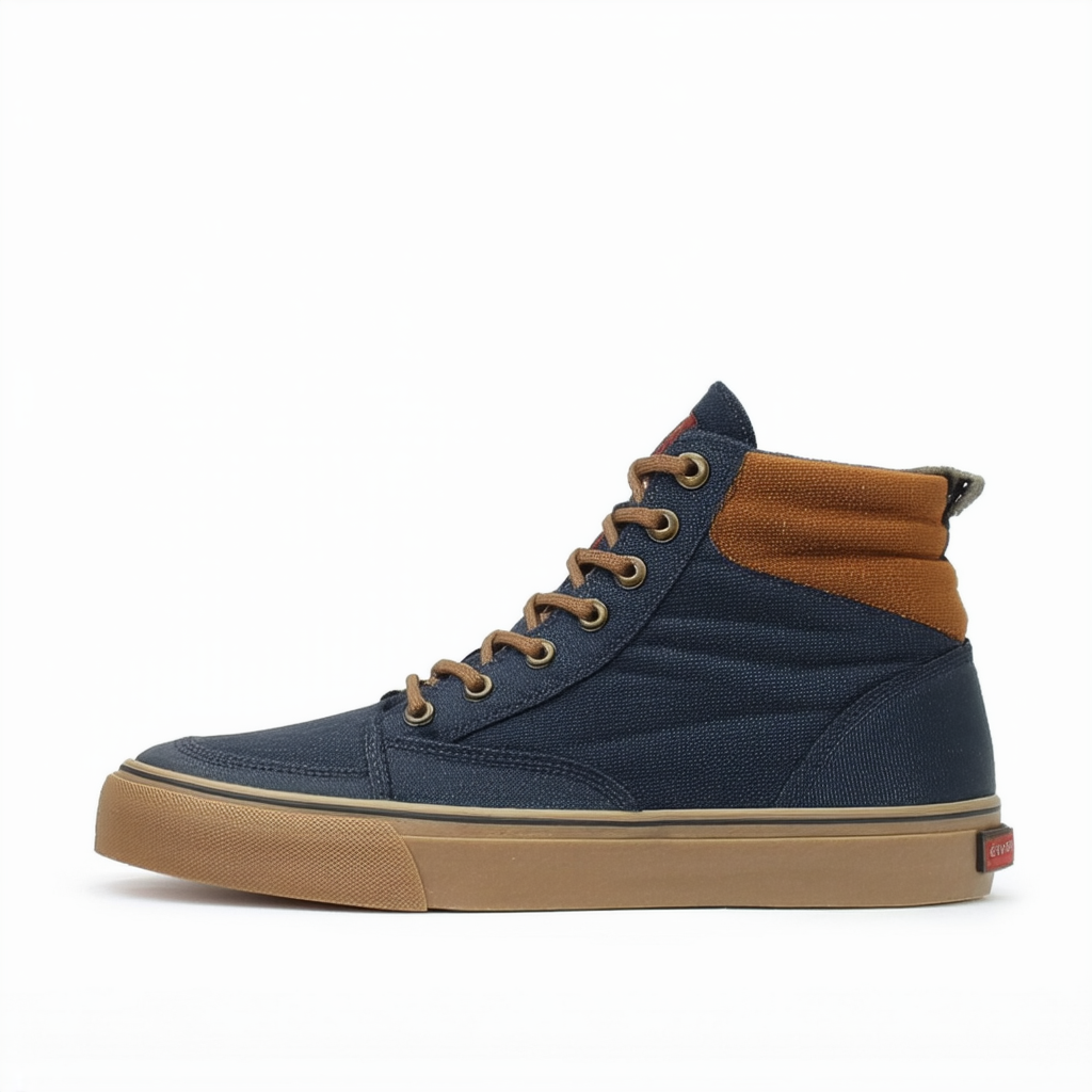 Levi's Mens Stanton Waxed UL NB Fashion Hightop Sneaker Shoe, Navy/Tan, 11 M