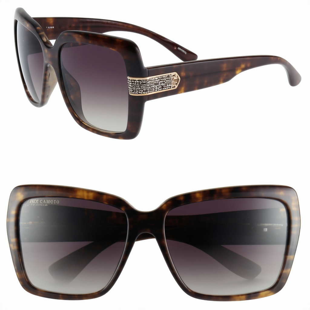 Vince Camuto Women's VC862 Large Square Sunglasses with Signature Logo & 100% UV Protection, 65 mm