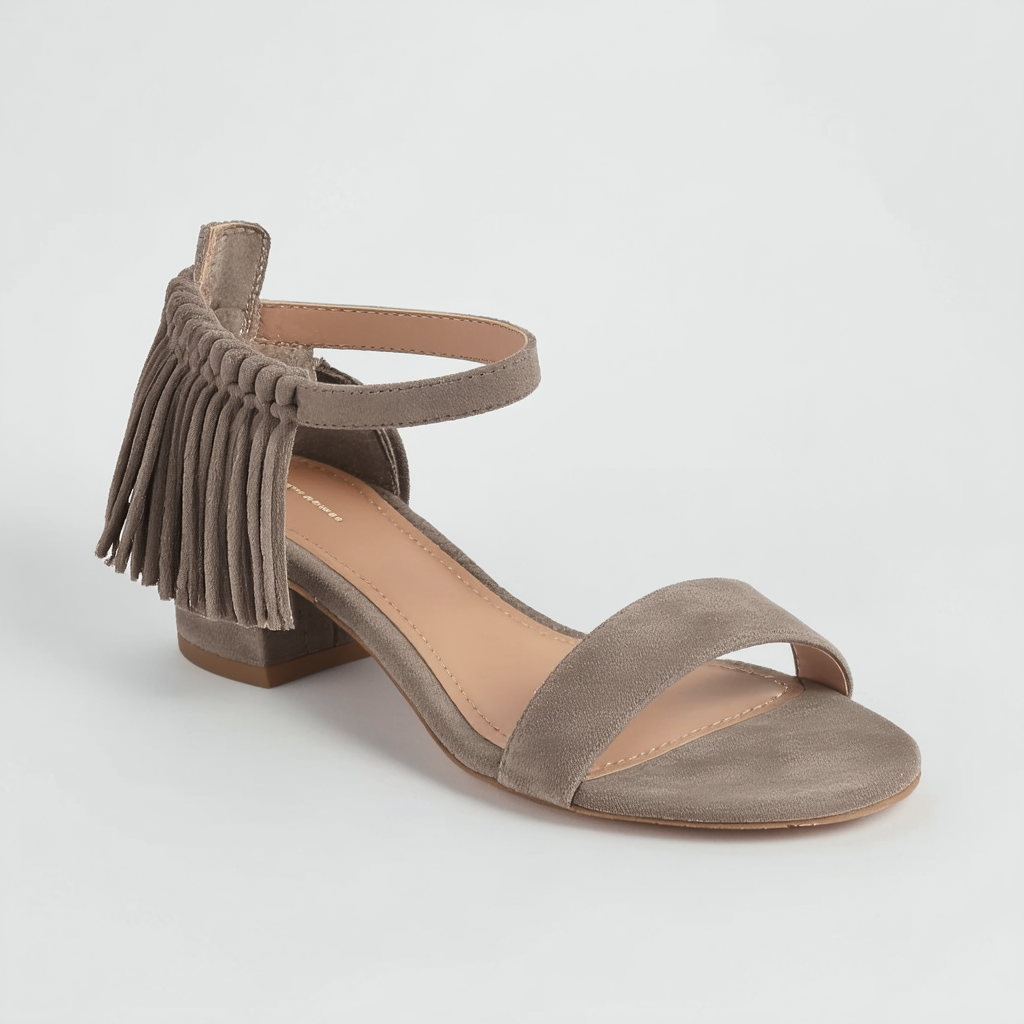 Steve Madden Women's Fringly Dress Sandal, Taupe Suede, 7.5 M US