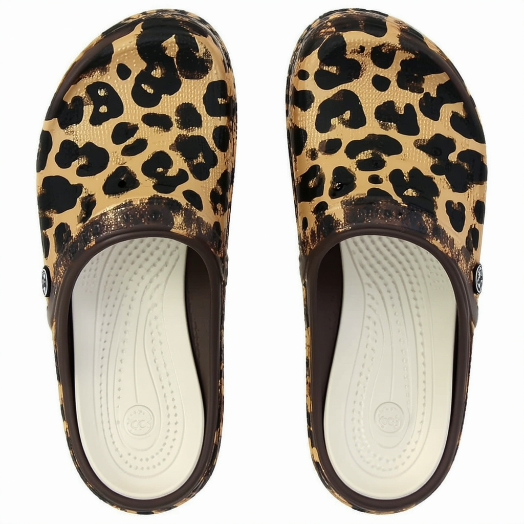 crocs Women's Carlisa Animal Graphic Miniwedge, Espresso/Gold, 6 US/6 M US