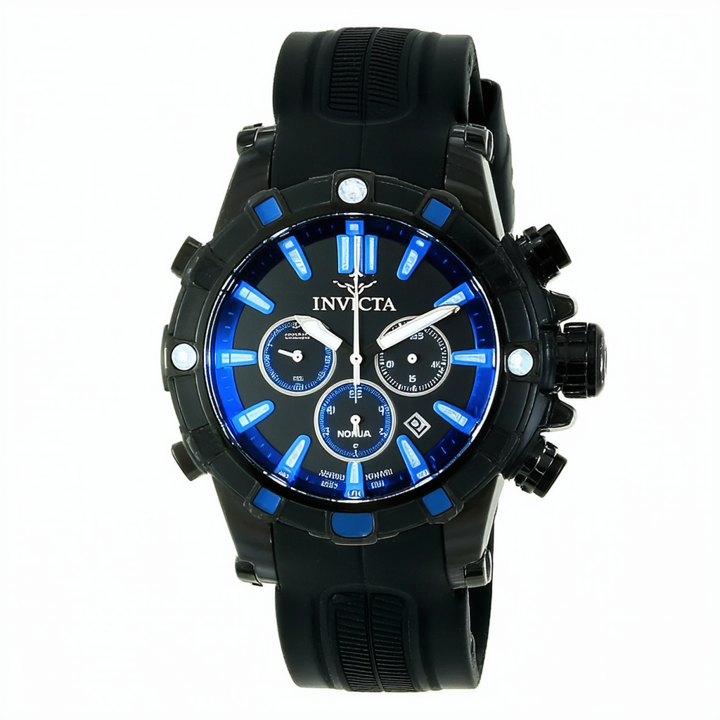 Invicta Men's 10186 Subaqua Noma III Chronograph Black Dial Black and Blue Silicone Watch
