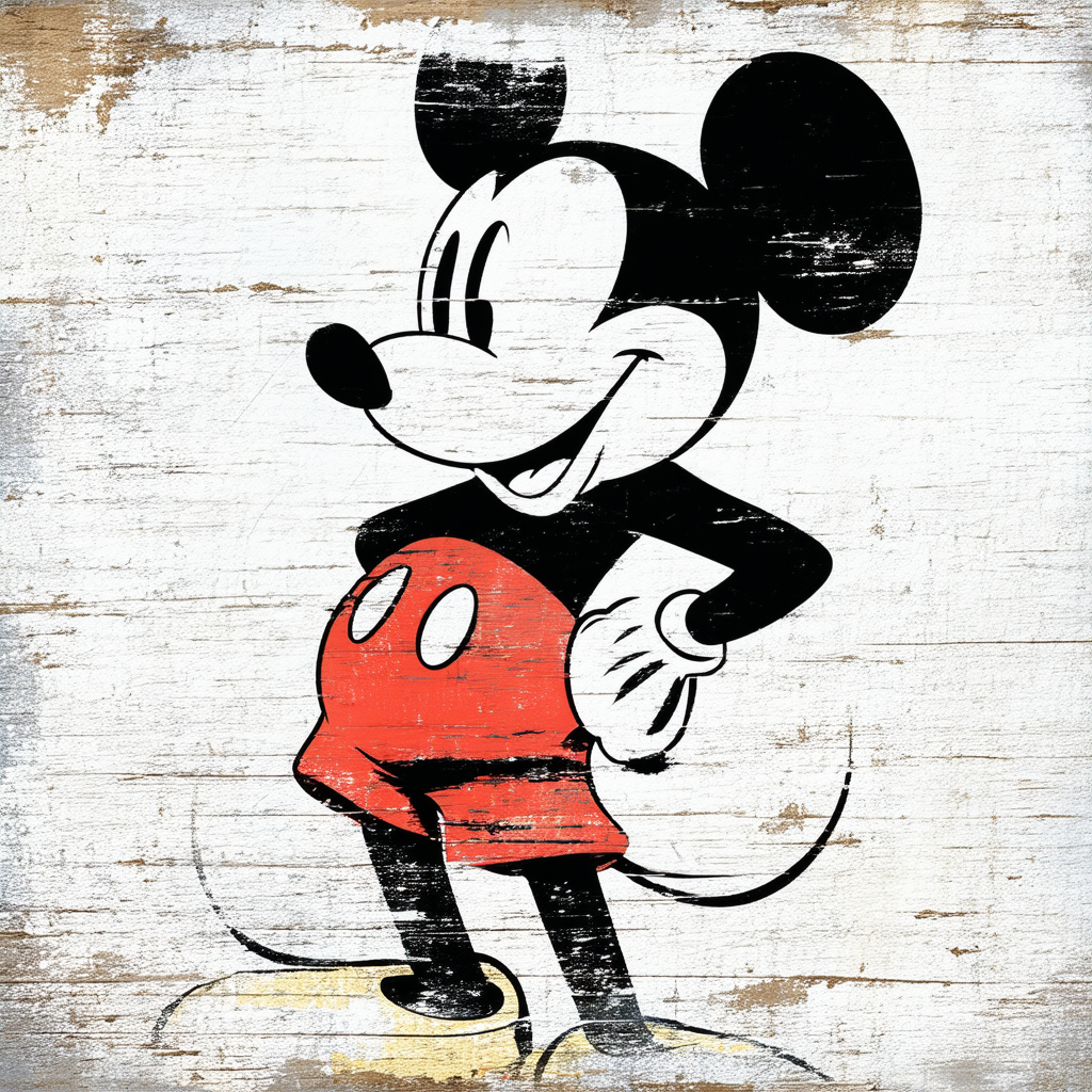 Disney Mickey Mouse Women's Plus Size Distressed T-Shirt