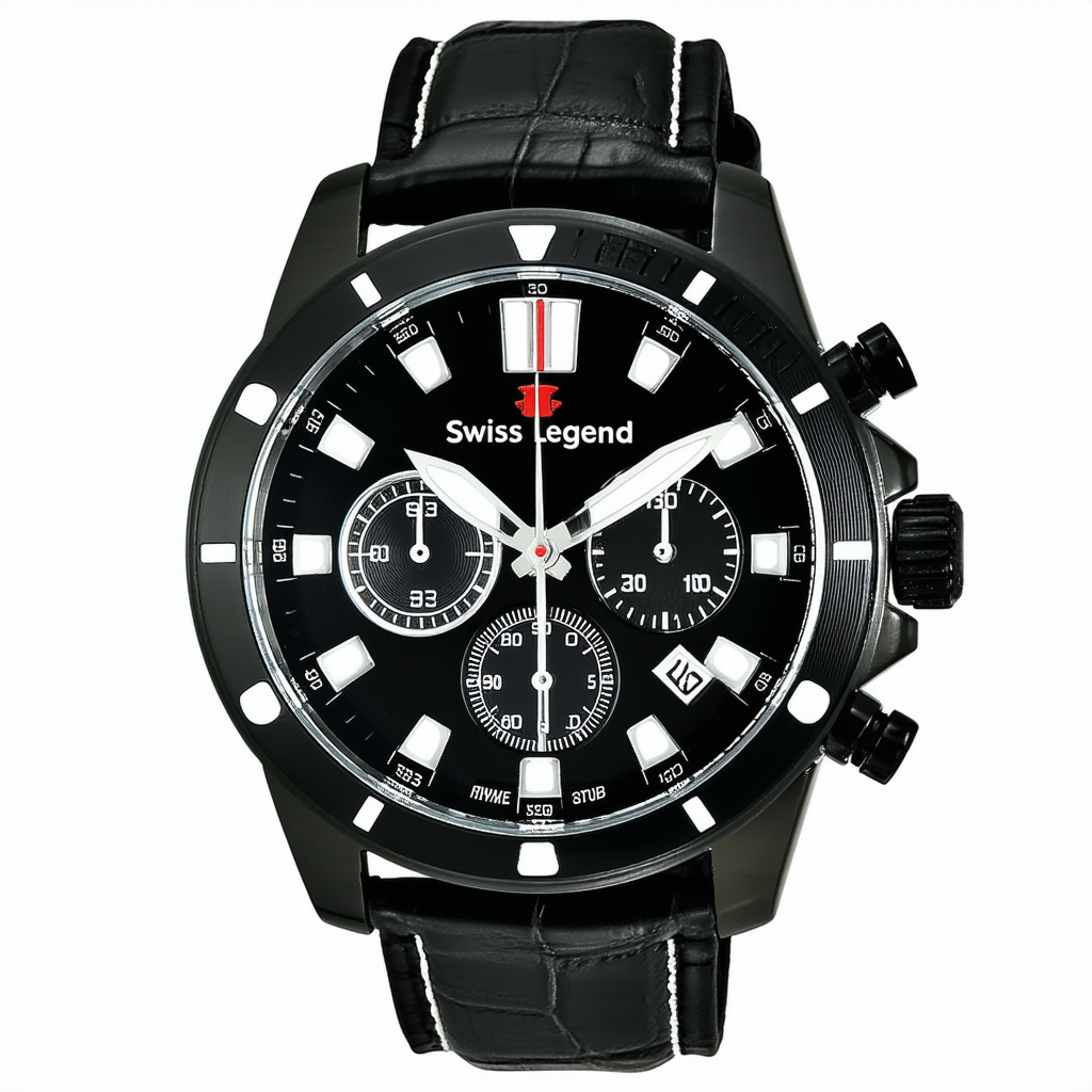 Swiss Legend Men's 10538-01-BB Scubador Collection Chronograph Black Leather Watch