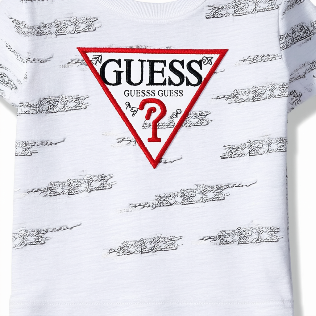 GUESS Boys' Allover Embroidered Logo Short Sleeve T-Shirt